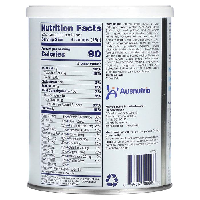 Kabrita, Goat Milk-Based Toddler Formula with Iron, 14 oz (400 g) Powder
