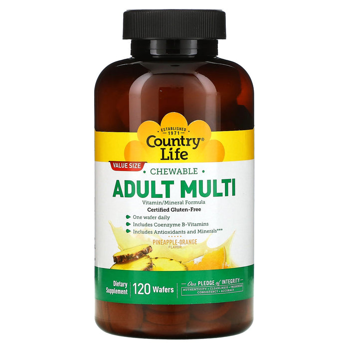 Country Life, Chewable Adult Multi, Pineapple-Orange, 60 Wafers