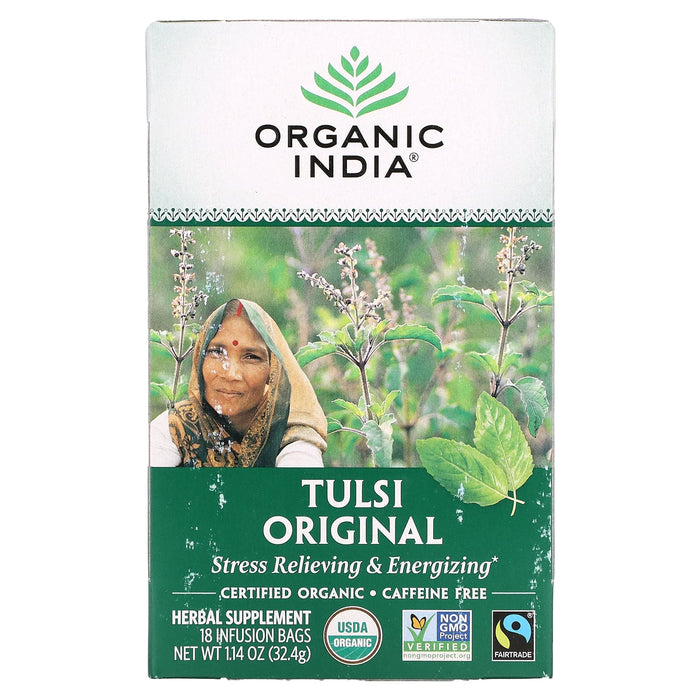 Organic India, Tulsi Tea, Cinnamon Rose, Caffeine-Free, 18 Infusion Bags, 1.14 oz (32.4 g)