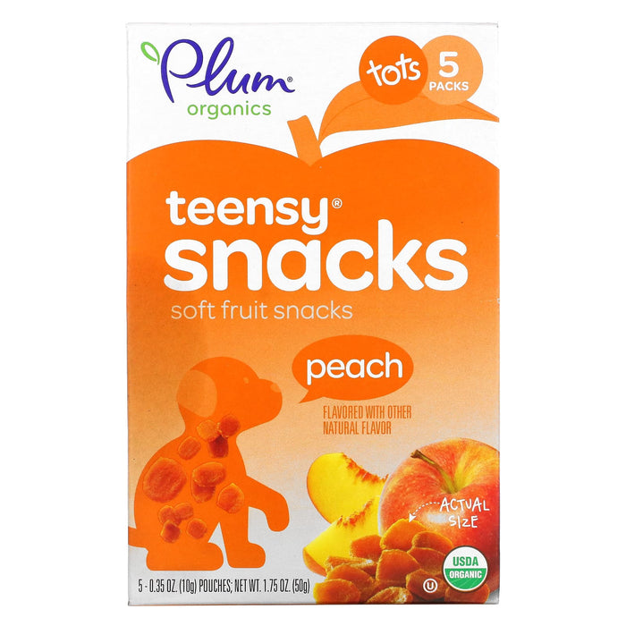 Plum Organics, Teensy Soft Fruits Snacks, Tots, Peach, 5 Packs, 0.35 oz (10 g) Each
