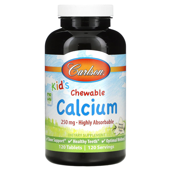 Carlson, Kid's, Chewable Calcium, Natural Vanilla, 250 mg, 60 Tablets