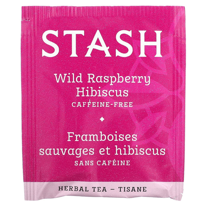 Stash Tea, Herbal Tea, Wild Raspberry Hibiscus, Caffeine Free, 20 Tea Bags,1.3 oz (38 g)