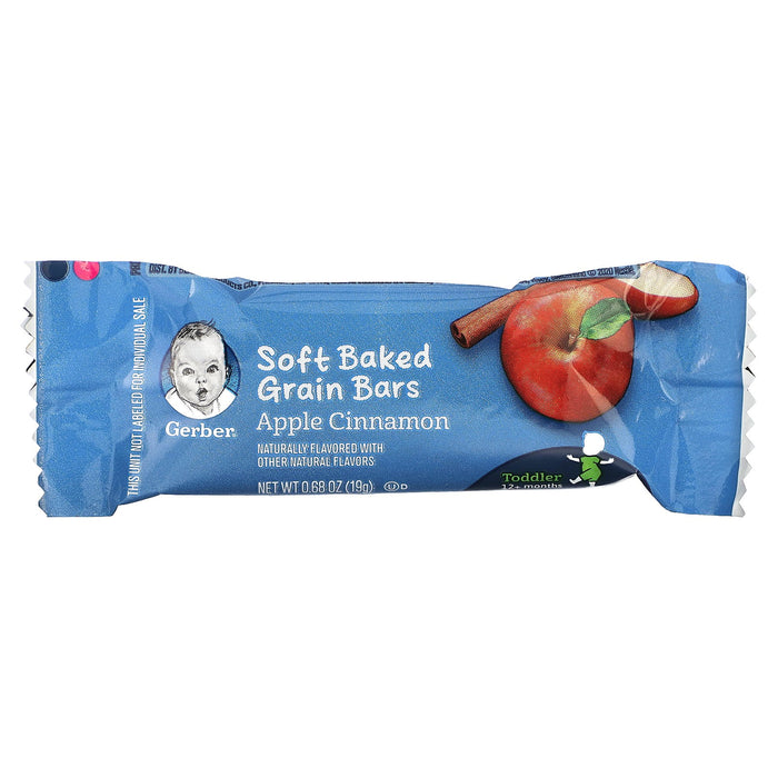 Gerber, Soft Baked Grain Bars, 12+ Months, Apple Cinnamon, 8 Individually Wrapped Bars, 0.68 oz (19 g) Each