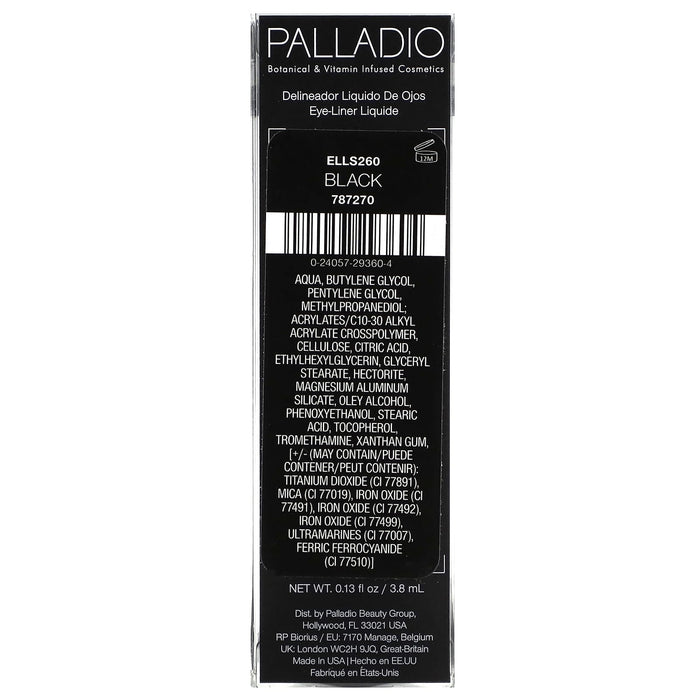 Palladio, Liquid Eyeliner, Black ELLS260, 0.13 fl oz (3.8 ml)