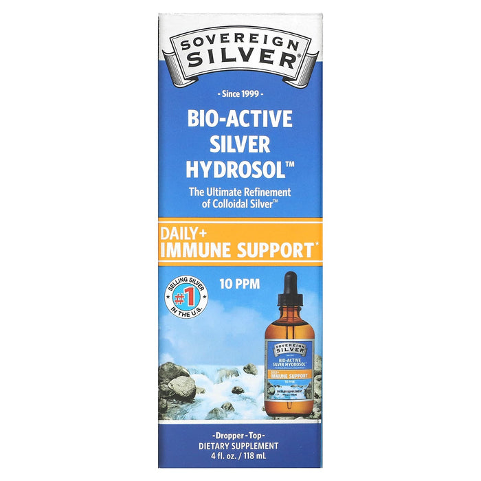 Sovereign Silver, Bio-Active Silver Hydrosol Dropper-Top, Daily + Immune Support, 10 PPM, 8 fl oz (236 ml)