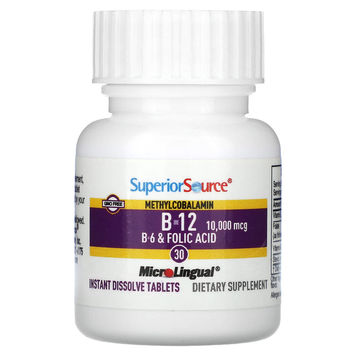 Superior Source, Methylcobalamin B-12, B-6 & Folic Acid, 30 MicroLingual Instant Dissolve Tablets