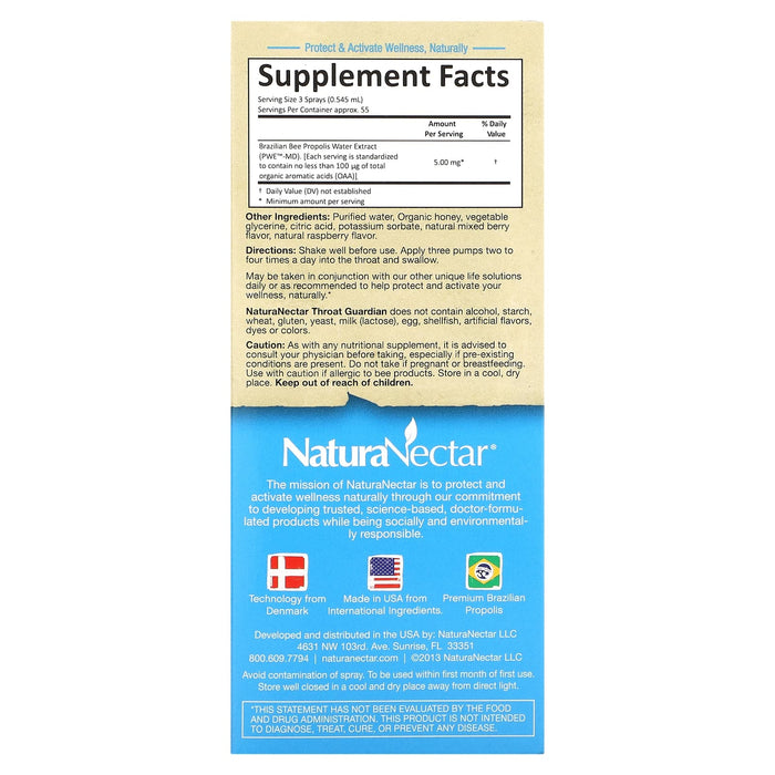 NaturaNectar, Throat Guardian Spray, Bee Berry, 1 fl oz (30 ml)