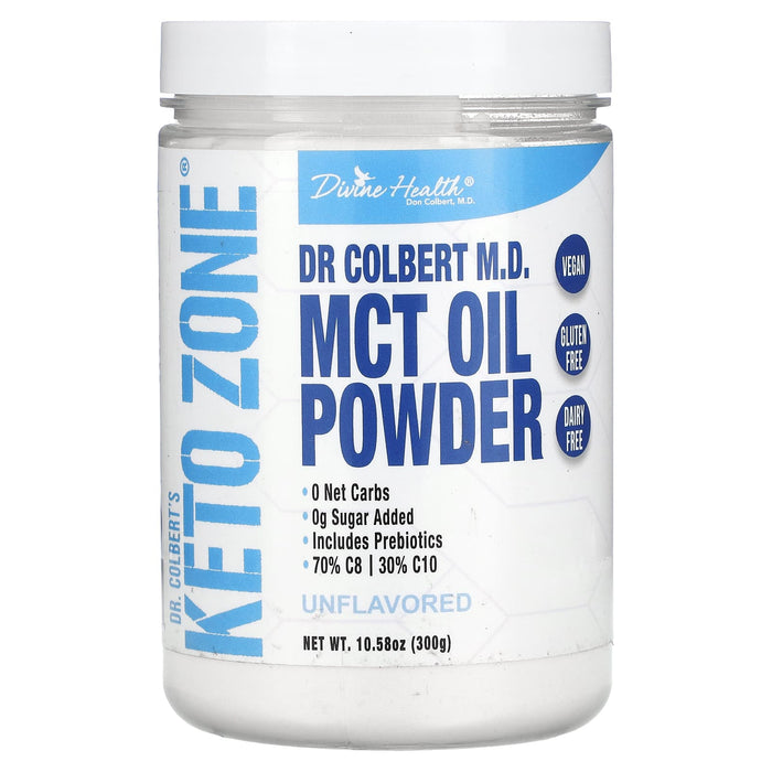 Divine Health, Dr. Colbert's Keto Zone, MCT Oil Powder, Unflavored, 10.58 oz (300 g)