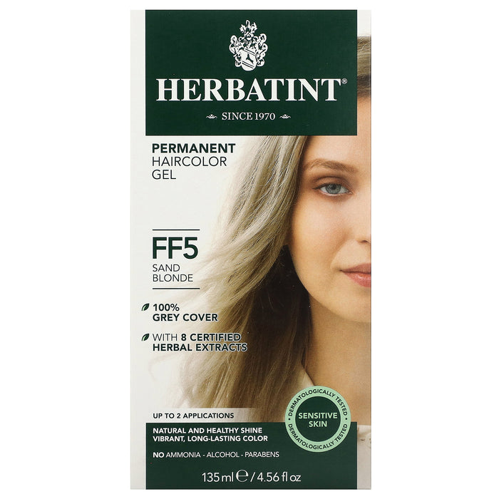 Herbatint (Antica Herbavita), Permanent Haircolor Gel, FF 5, Sand Blonde, 4.56 fl oz (135 ml)