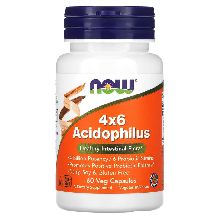 NOW Foods, 4x6 Acidophilus, 120 Veg Capsules