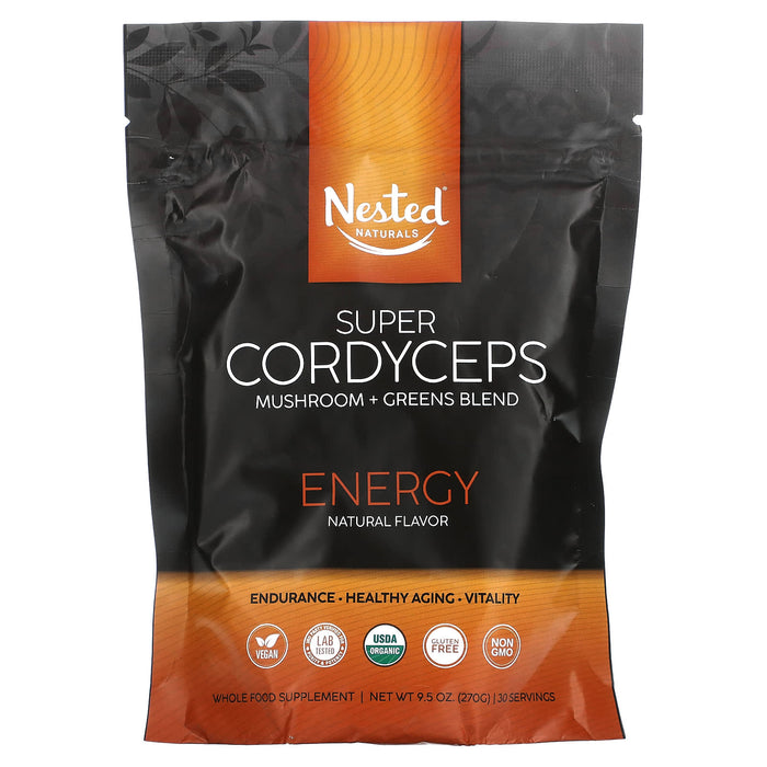 Nested Naturals, Super Cordyceps, Mushroom + Greens Blend, Energy, 9.5 oz (270 g)