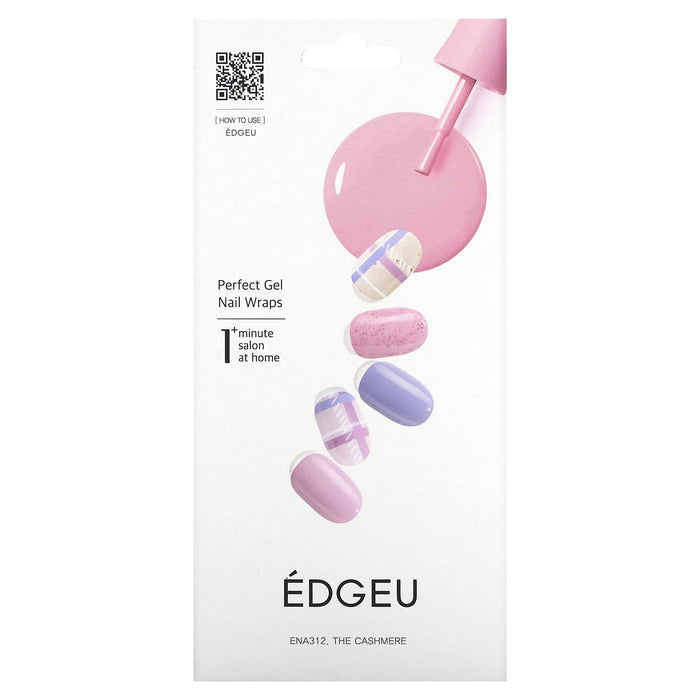 Edgeu, Perfect Gel Nail Wraps, ENT104, Pink Sun Catcher, 16 Piece Strips Set