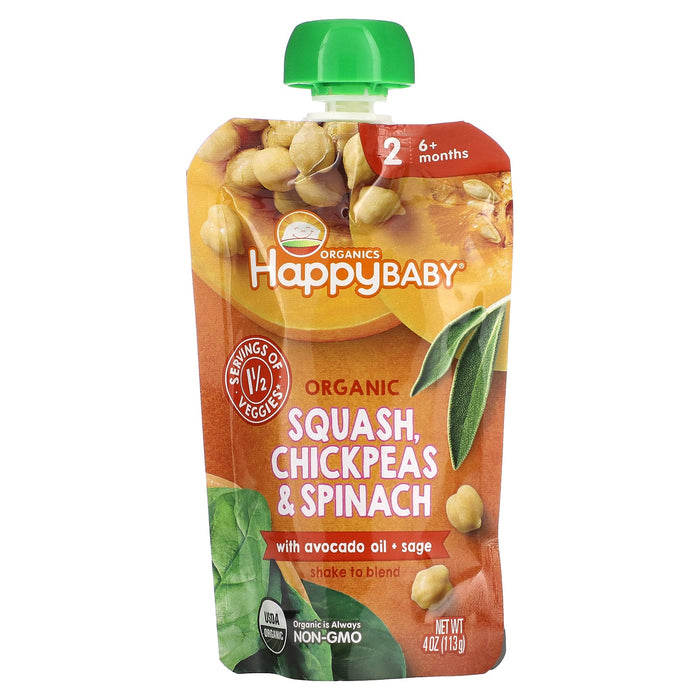Happy Family Organics, Happy Baby, Clearly Crafted, 6+ Months, Green Beans, Pear & Spinach, 4 oz (113 g)