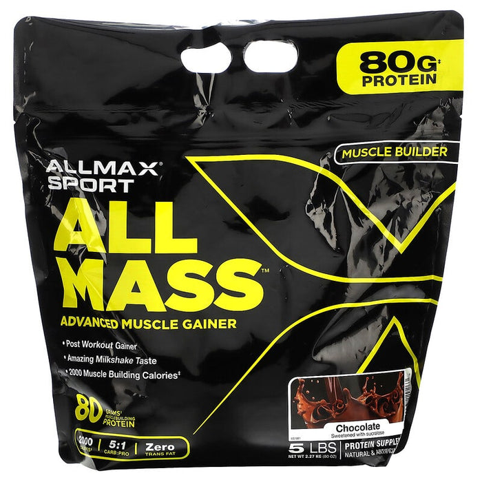 ALLMAX, Sport, All Mass, Advanced Muscle Gainer, Vanilla, 5 lbs, 2.27 kg (80 oz)