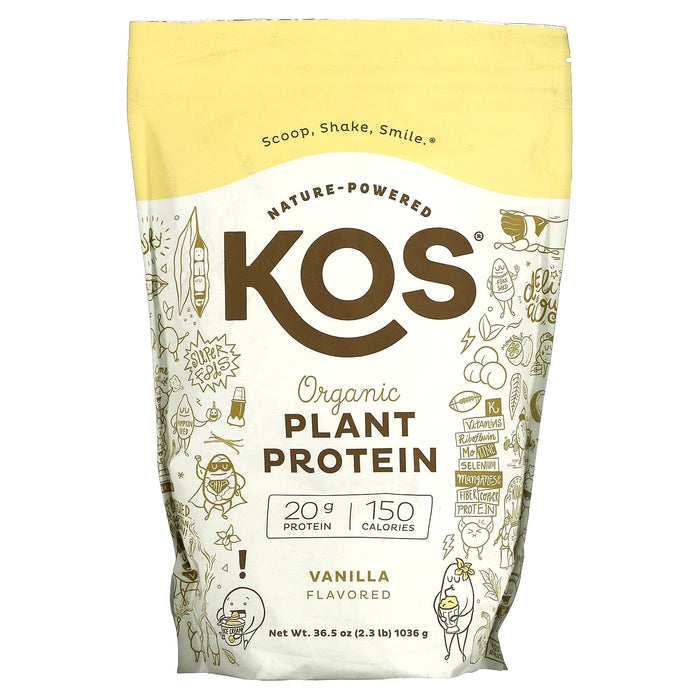 KOS, Organic Plant Protein, Vanilla, 2.3 lb (1,036 g)