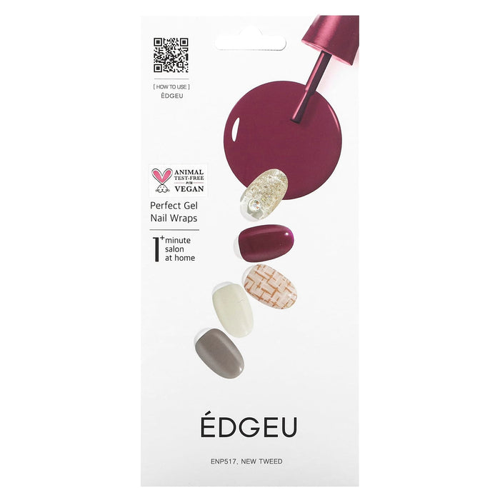 Edgeu, Perfect Gel Nail Wraps, END504, Sparkling Wine, 16 Piece Strips Set