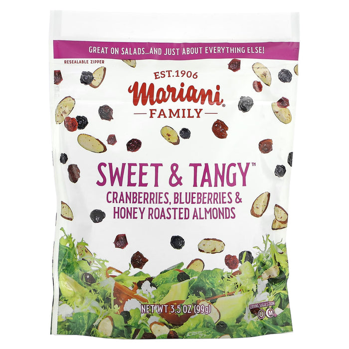 Mariani Dried Fruit, Sweet & Tangy, Cranberries, Blueberries & Honey Roasted Almonds, 3.5 oz (99 g)