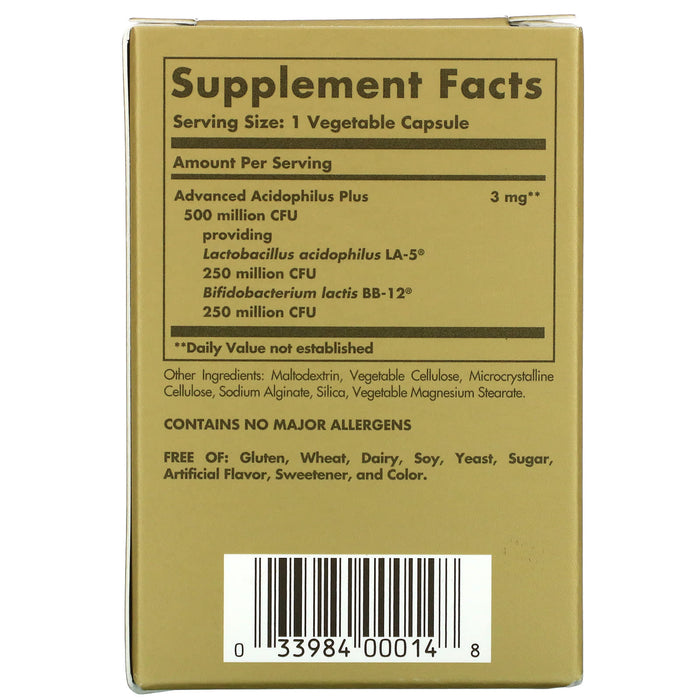 Solgar, Advanced Acidophilus Plus, 60 Vegetable Capsules