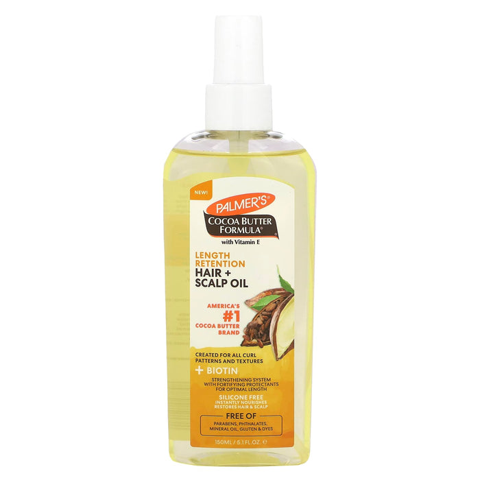 Palmers, Cocoa Butter Formula with Vitamin E, Length Retention Hair + Scalp Oil, 5.1 fl oz (150 ml)