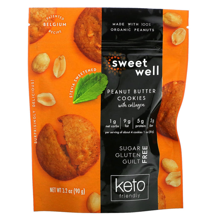 Sweetwell, Keto Cookies, with Collagen, Peanut Butter, 3.2 oz (90 g)