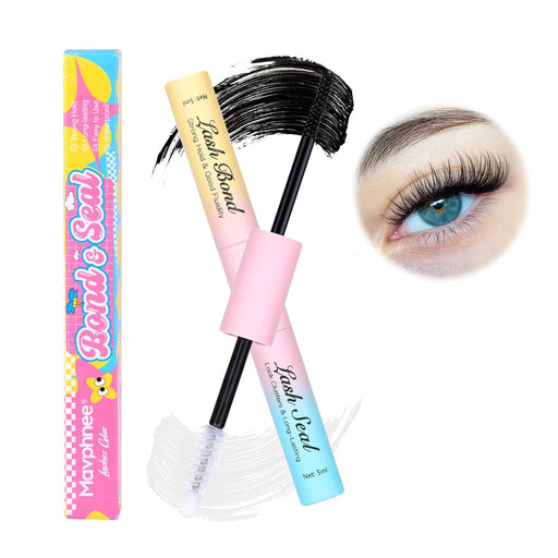 Mavphnee Lash Bond and Seal Waterproof 2 in 1 Strong Hold Lash Glue 72 Hours Long Lasting Eyelashes Adhesive and Sealant for Lash Extension Clusters
