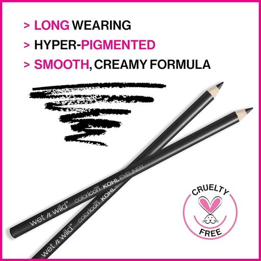 Wet N Wild Color Icon Kohl Eyeliner Pencil - Rich Hyper-Pigmented Color, Smooth Creamy Application, Long-Wearing Matte Finish Versatility, Cruelty-Free & Vegan - Baby'S Got Black