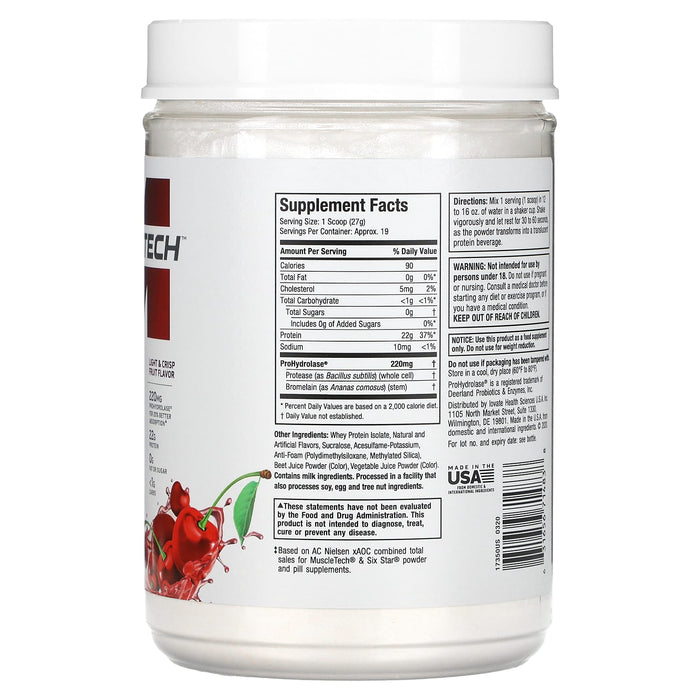 MuscleTech, ISO Whey Clear, Ultra-Pure Protein Isolate, Arctic Cherry Blast, 1.1 lbs (500 g)