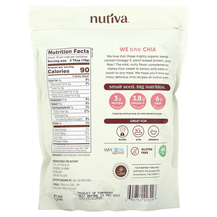 Nutiva, Organic Ground Chia Seeds, 12 oz (340 g)