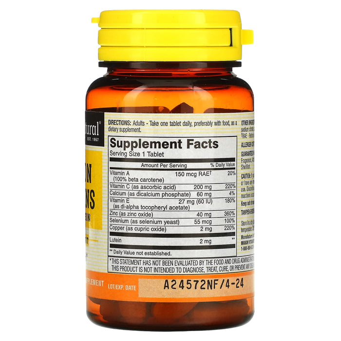 Mason Natural, Vision Vitamins Plus Lutein, 60 Tablets
