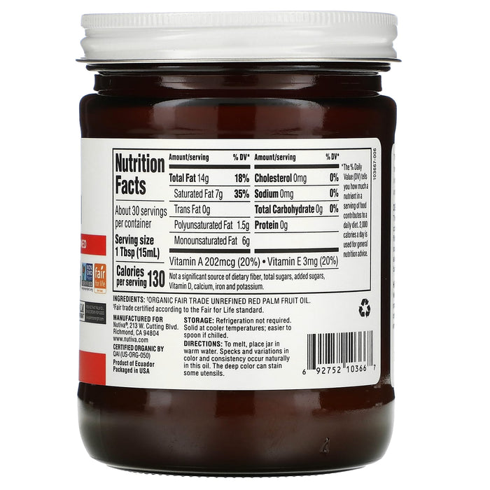 Nutiva, Red Palm Oil, Unrefined, 15 fl oz (444 ml)