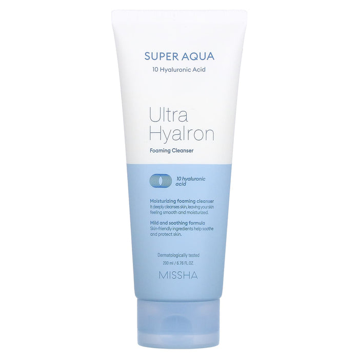 Missha, Super Aqua, Ultra Hyalron Foaming Cleanser, 6.76 fl oz (200 ml)