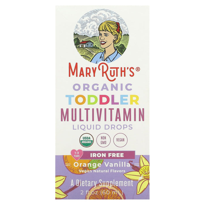 MaryRuth Organics, Organic Toddler, Multivitamin Liquid Drops, 1-3 Years, Orange Vanilla, 2 fl oz (60 ml)