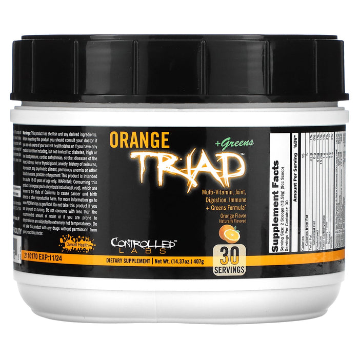 Controlled Labs, Orange Triad + Greens, Lemon Ice Tea, 14.7 oz (417 g)