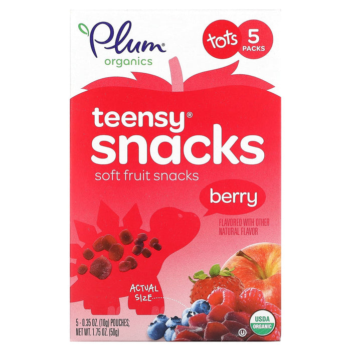 Plum Organics, Teensy Soft Fruits Snacks, Tots, Peach, 5 Packs, 0.35 oz (10 g) Each
