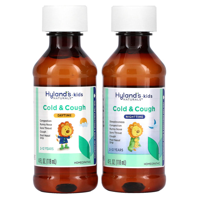 Hyland's Naturals, Kids, Cold & Cough Combo Pack, Daytime/Nighttime, Age 2-12 Years, 2 Bottles, 4 fl oz (118 ml) Each