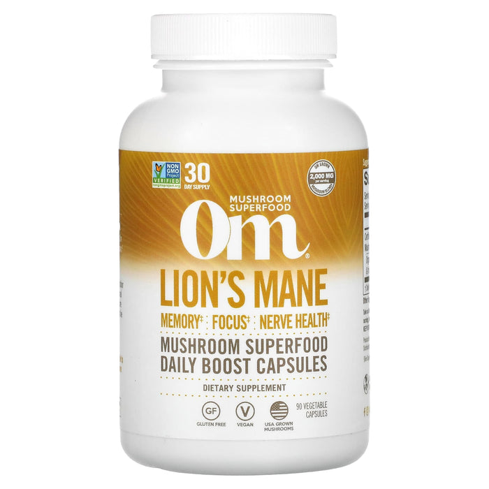 Om Mushrooms, Lions's Mane Mushroom Superfood, 667 mg, 90 Vegetable Capsules