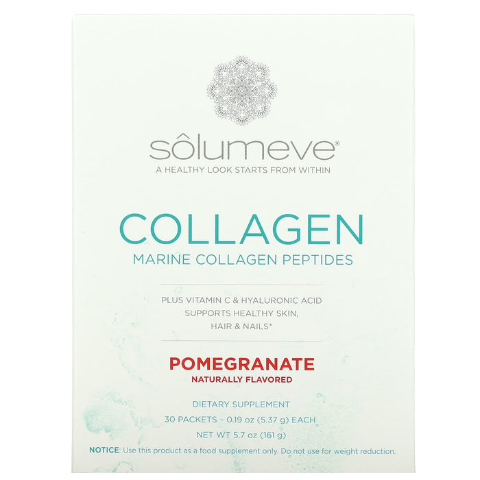 Solumeve, Marine Collagen Peptides Plus Vitamin C and Hyaluronic Acid, Lemon and Pomegranate Variety Pack, 10 Packets, 0.19 oz (5.37 g) Each