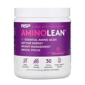 RSP Nutrition, AminoLean, Essential Amino Acids + Anytime Energy, Blackberry Pomegranate, 9.52 oz (270 g) - HealthCentralUSA