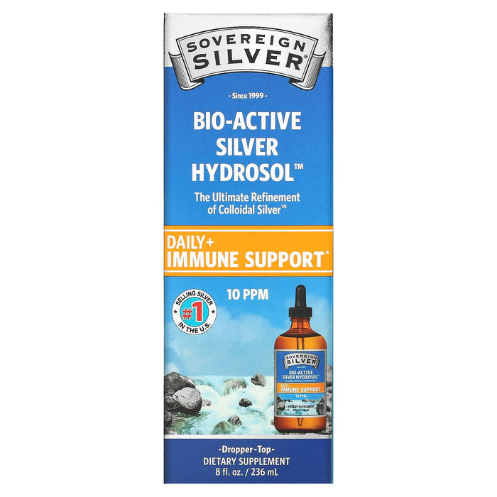 Sovereign Silver, Bio-Active Silver Hydrosol Dropper-Top, Daily + Immune Support, 10 ppm, 4 fl oz (118 ml)