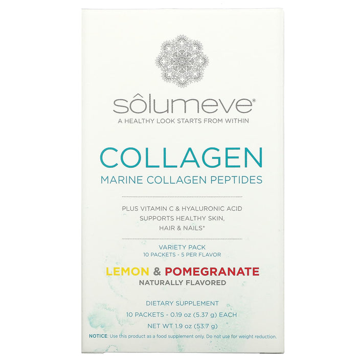 Solumeve, Marine Collagen Peptides Plus Vitamin C and Hyaluronic Acid, Lemon, 30 Packets, 0.19 oz (5.37 g) Each