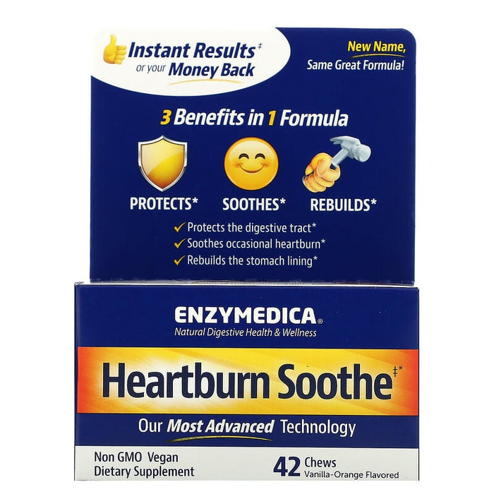 Enzymedica, Heartburn Soothe, Vanilla-Orange, 90 Chews