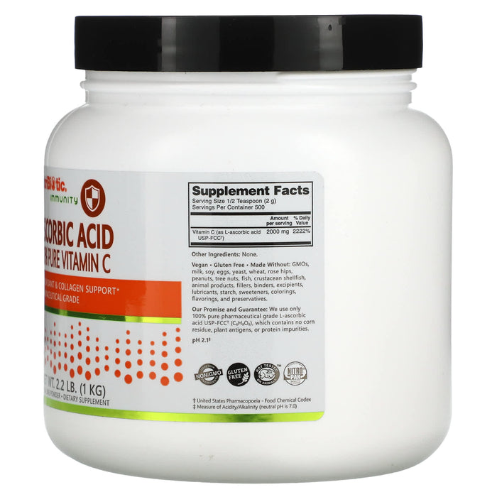 NutriBiotic, Immunity, Ascorbic Acid, 100% Pure Vitamin C, Crystalline Powder, 2.2 lb (1 kg)