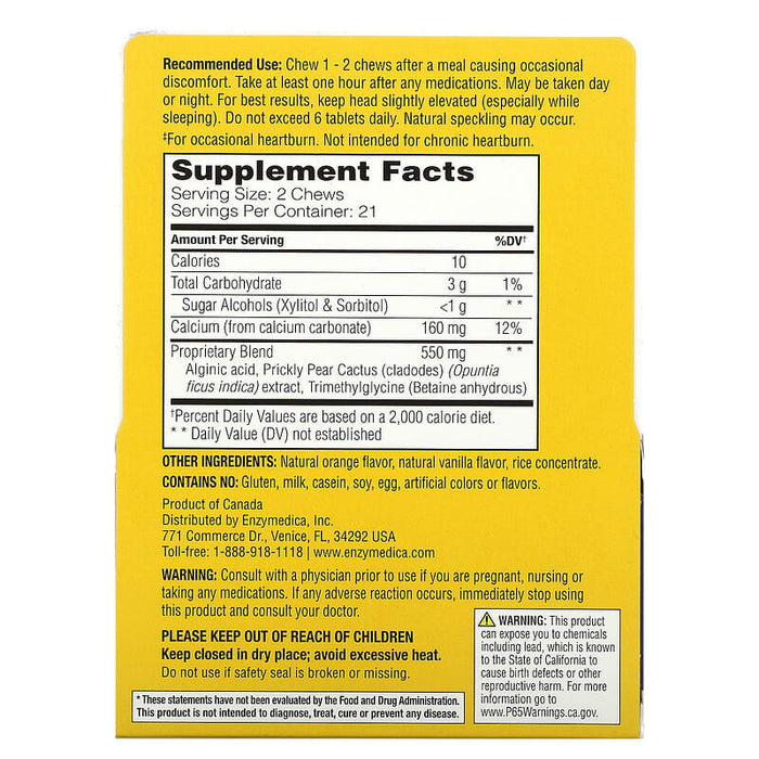 Enzymedica, Heartburn Soothe, Vanilla-Orange , 42 Relief Chews