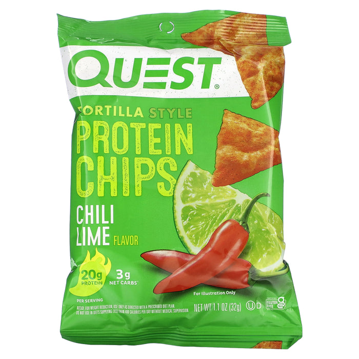 Quest Nutrition, Tortilla Style Protein Chips, Chili Lime, 8 Bags, 1.1 oz (32 g) Each