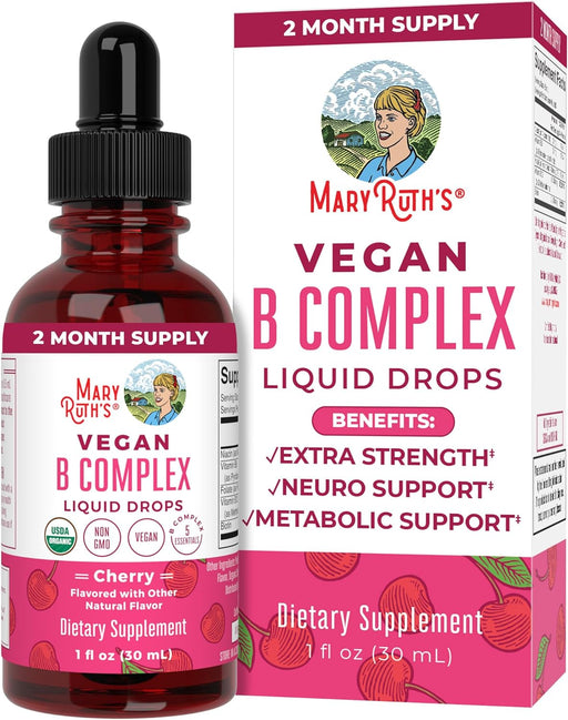 Maryruth Organics Vitamin B Complex | B Complex Vitamins | 2 Month Supply | Biotin | Vitamin B12 | Niacin | Folate | Energy Support Supplement | Vegan | USDA Organic | Non-Gmo | Gluten Free | 1 Fl Oz