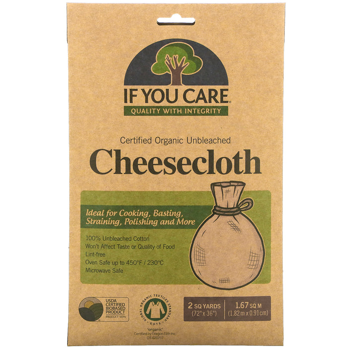 If You Care, Organic Cheesecloth, Unbleached, 2 sq yards, (72"x36")