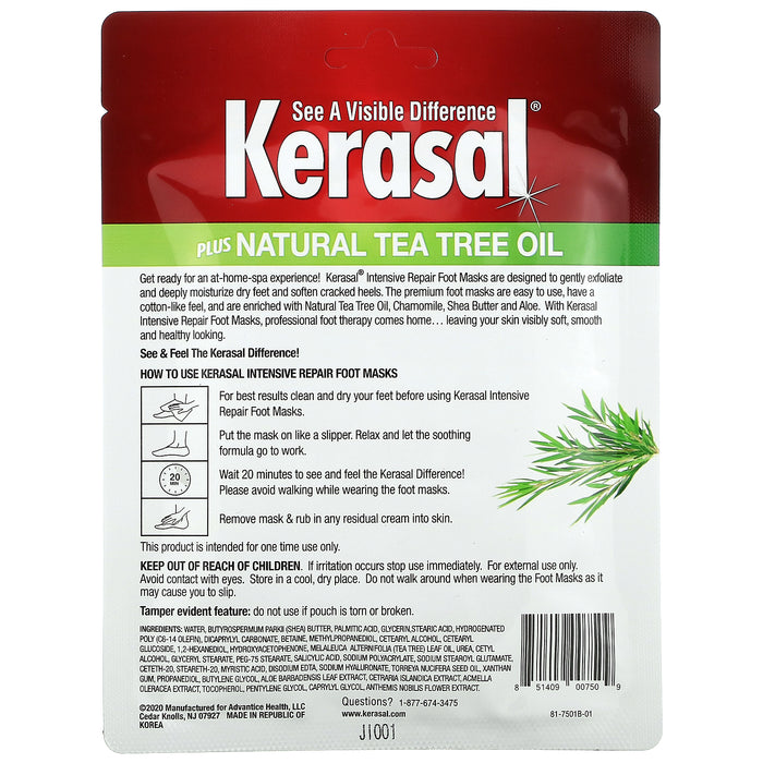 Kerasal, Intensive Repair Foot Masks Plus Natural Tea Tree Oil, 2 Foot Masks