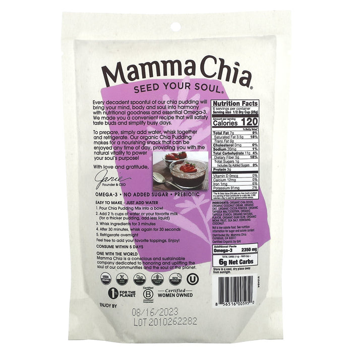 Mamma Chia, Chia Pudding Mix, Vanilla Bean, 5.3 oz (150 g)