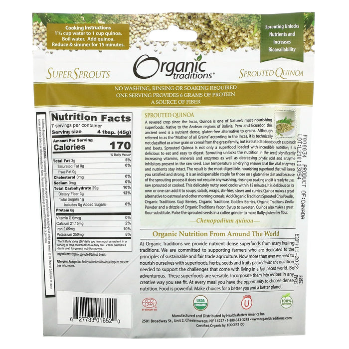 Organic Traditions, Sprouted Quinoa, 12 oz (340 g)