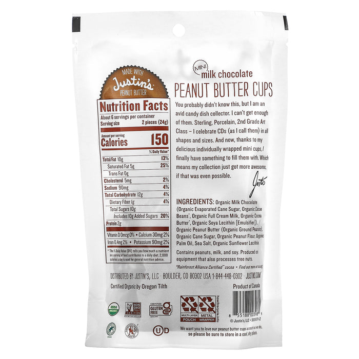 Justin's Nut Butter, Organic Mini Milk Chocolate Peanut Butter Cups, 4.7 oz (133 g)